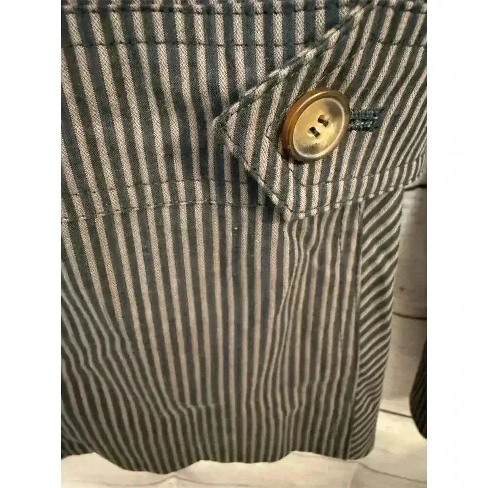 Apostrophe Women's Striped Jacket Size 12 Navy Button-Up Belted Waist - Picture 6 of 10